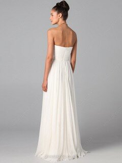 White Pleats Chiffon Floor-length Strapless Discounted Bridesmaid Dress #02013435