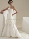 Trumpet/Mermaid Strapless Taffeta Sweep Train Beading Wedding Dresses #00015407