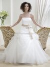 Ball Gown Strapless Organza Court Train Beading Wedding Dresses #00015442