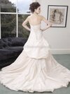 A-line Strapless Taffeta Sweep Train Appliques Wedding Dresses #00015461