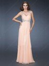 Sheath/Column Straps Chiffon Floor-length Beading Prom Dresses #02014526