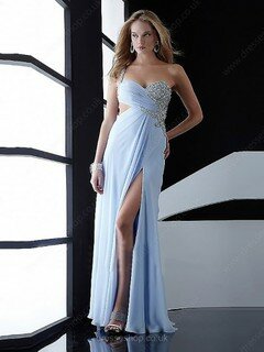 A-line Chiffon with Split Front Best One Shoulder Prom Dresses #02014527