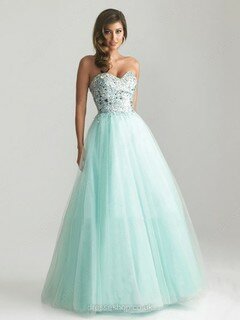 Princess Tulle Beading Sweetheart Pretty Light Sky Blue Prom Dresses #02014539
