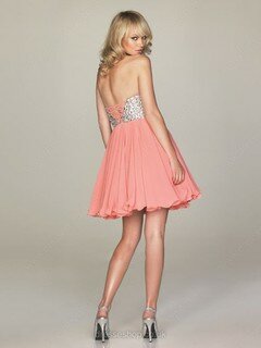 Short/Mini Sweetheart Lace-up Chiffon with Sequins Different Prom Dress #02014632