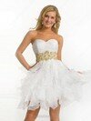 A-line Sweetheart Organza Short/Mini Beading Prom Dresses #02014643
