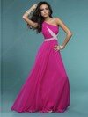 For Less Chiffon with Beading A-line Fuchsia One Shoulder Prom Dress #02013472