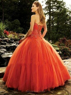 Ball Gown Sweetheart Organza Floor-length Beading Quinceanera Dresses #02071895