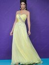 A-line One Shoulder Chiffon Floor-length Sleeveless Beading Prom Dresses #02011694