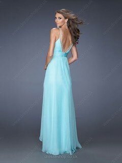 A-line Jewel Chiffon Floor-length Beading Prom Dresses #02014487
