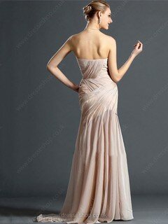 Ladies Sheath/Column Split Front Champagne Chiffon Sweetheart Prom Dress #02014726