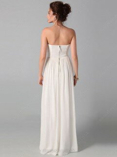 White Sweetheart Chiffon Flower(s) Sheath/Column Amazing Long Prom Dresses #02014739