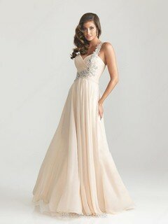 A-line Chiffon with Appliques Lace Fashion One Shoulder Prom Dress #02014742
