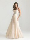 A-line One Shoulder Chiffon Floor-length Appliques Prom Dresses #02014742