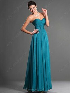 For Less Ankle-length Sweetheart Chiffon Ruffles Dark Green Prom Dresses #02014763