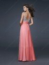 Famous V-neck Straps Chiffon with Sequins A-line Open Back Prom Dresses #02014798