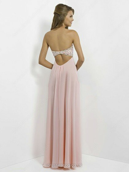 Girls Pearl Pink Chiffon with Beading Sweetheart Backless Empire Prom Dresses #02014832