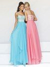 Sweet Floor-length Sweetheart Chiffon Appliques Lace Blue Prom Dress #02014853