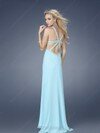 Light Sky Blue V-neck Chiffon Split Front Empire Open Back Prom Dresses #02014858