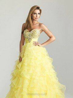 Princess Sweetheart Daffodil Organza Beading Sweet Prom Dresses #02014862