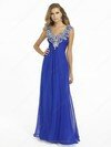 A-line V-neck Chiffon Floor-length Rhinestone Prom Dresses #02014890