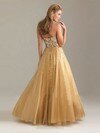 Sweetheart Gold Tulle with Sequins Princess Sparkly Prom Dress #02014902