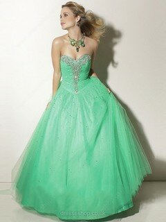 Emerald Tulle Ball Gown Sweetheart Beading Lace-up Quinceanera Dresses #02071919
