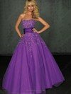 Ball Gown Strapless Tulle Satin Floor-length Rhinestone Quinceanera Dresses