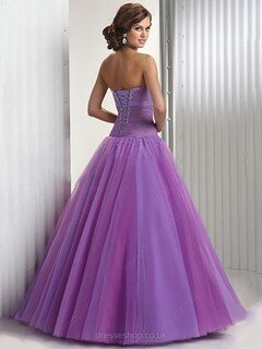 Ball Gown Sweetheart Tulle Taffeta Floor-length Sequins Quinceanera Dresses #02071925