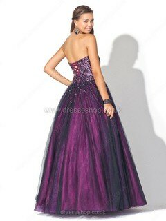 Princess Sweetheart Tulle Floor-length Rhinestone Prom Dresses #02015136