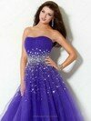 Purple Floor-length Tulle Beading Princess Nice Prom Dresses #02015143