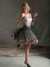 A-line Sweetheart Tulle Short/Mini Rhinestone Cocktail Dresses #02042395