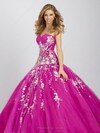 Sweetheart Fuchsia Tulle Floor-length Appliques Lace Girls Quinceanera Dresses #02071932