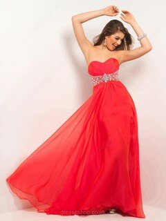 A-line Sweetheart Chiffon Floor-length Sleeveless Beading Prom Dresses#02011701