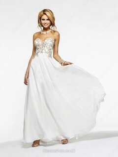 Amazing Sweetheart White Chiffon Appliques Lace Ankle-length Prom Dress #02015262