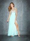 Sheath/Column Jewel Chiffon Ankle-length Appliques Prom Dresses #02015266