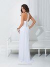Different Scoop Neck White Chiffon Sheath/Column Split Front Prom Dresses #02015172