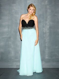 Newest Sweetheart Blue Chiffon with Beading Empire Prom Dress #02015189