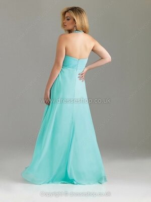 A-line Halter Chiffon Floor-length Beading Prom Dresses #02015216