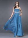Sheath/Column Wholesale Chiffon Pleats Blue Strapless Prom Dresses #02013560