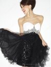 A-line Sweetheart Tulle Sequined Short/Mini Rhinestone Cocktail Dresses #02042429