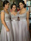 A-line Straps Chiffon Floor-length Appliques Prom Dresses #02015284
