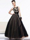 Ball Gown Scoop Neck Black Tulle Appliques Lace Fashion Prom Dress #02015288