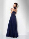 Affordable Dark Navy Chiffon with Beading A-line One Shoulder Prom Dress #02013568