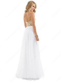 A-line Sweetheart Chiffon Floor-length Beading Prom Dresses #02015298