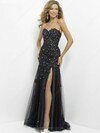A-line Sweetheart Tulle Sweep Train Lace Prom Dresses #02015318