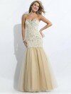 Sweetheart Tulle Lace Crystal Detailing Girls Champagne Trumpet/Mermaid Prom Dresses #02015329