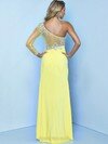 Daffodil One Shoulder Silk-like Satin Tulle Split Front Long Sleeve Prom Dresses #02015351