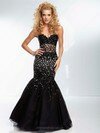 Famous Black Trumpet/Mermaid Tulle Crystal Detailing Sweetheart Prom Dresses #02015359