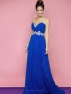 Girls Sweetheart Chiffon Beading A-line Royal Blue Prom Dresses #02011707