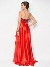 High Low Red Elastic Woven Satin Sweetheart Crystal Detailing Asymmetrical Prom Dress #02111354